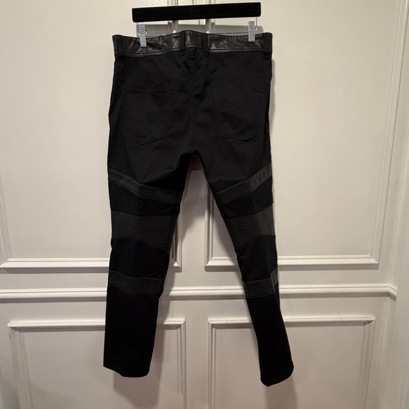 DIESEL Black Moto Biker Jeans Pants w/ Lambskin Leather Panels (Size 33x29) - Picture 6 of 16